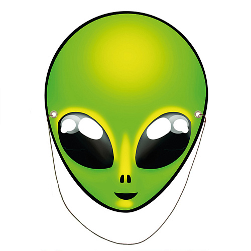 Картонная маска инопланетянина зелёная 